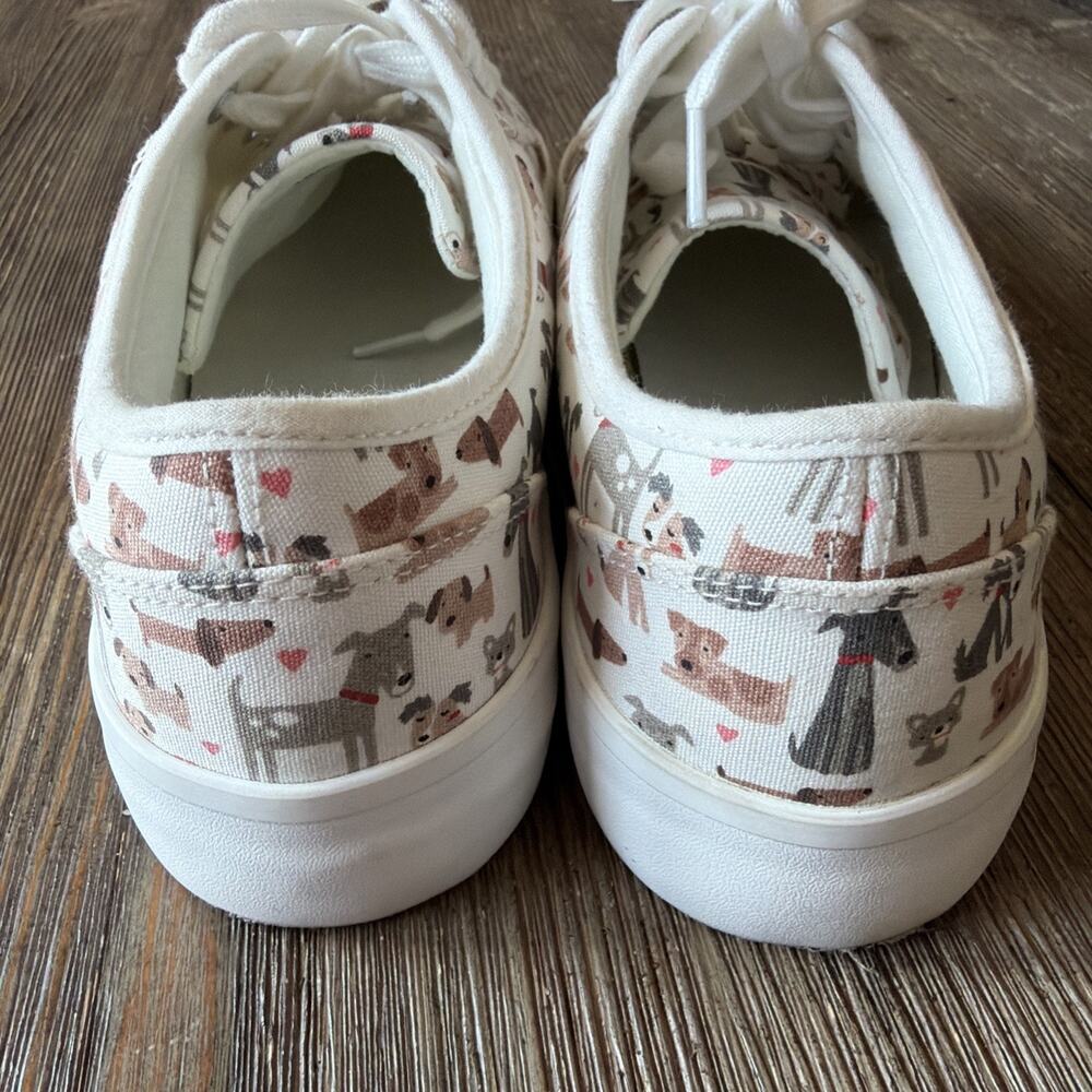 Cynthia Rowley Grey Brown Varied Dogs Tiny Hearts Platform Canvas Shoes women 10 - Picture 4 of 10